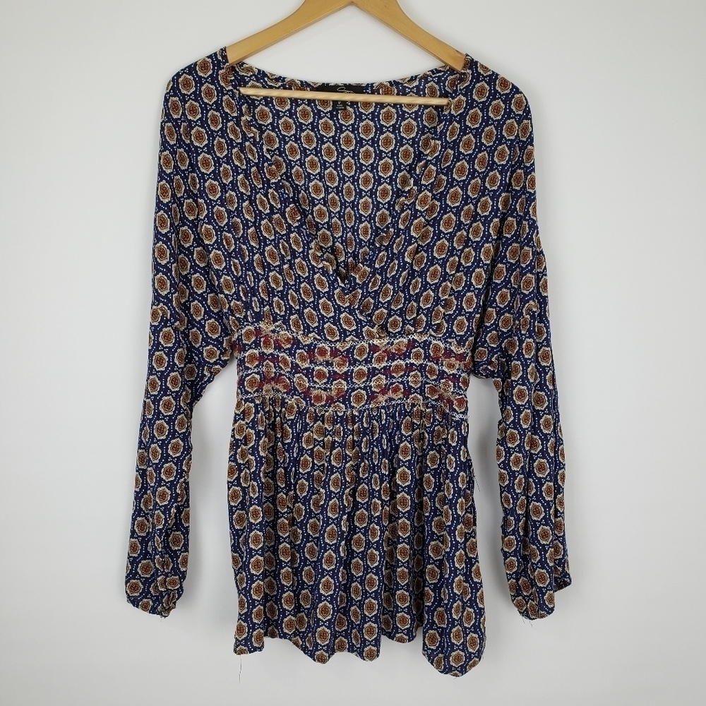 Suzanne Betro Faux Wrap Tunic Blouse